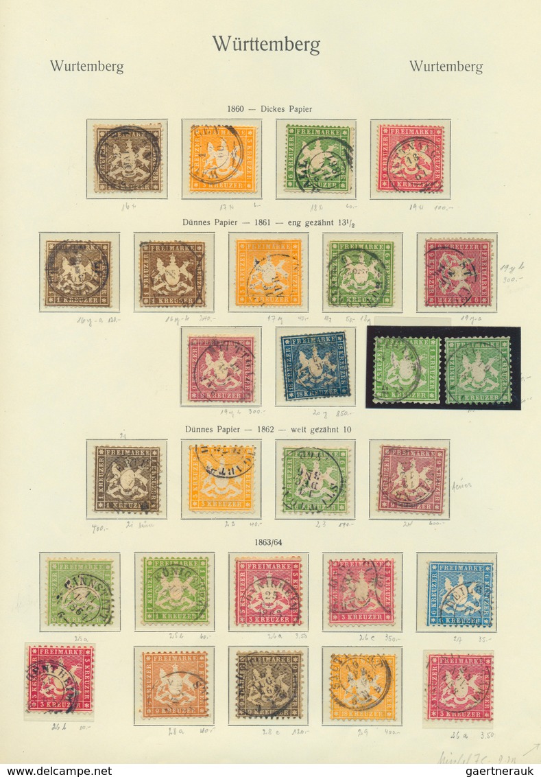 31336 Württemberg - Marken Und Briefe: 1851/1920, Gestempelte Und Ungebrauchte Sammlung Auf KA/BE-Vordruck - Sonstige & Ohne Zuordnung