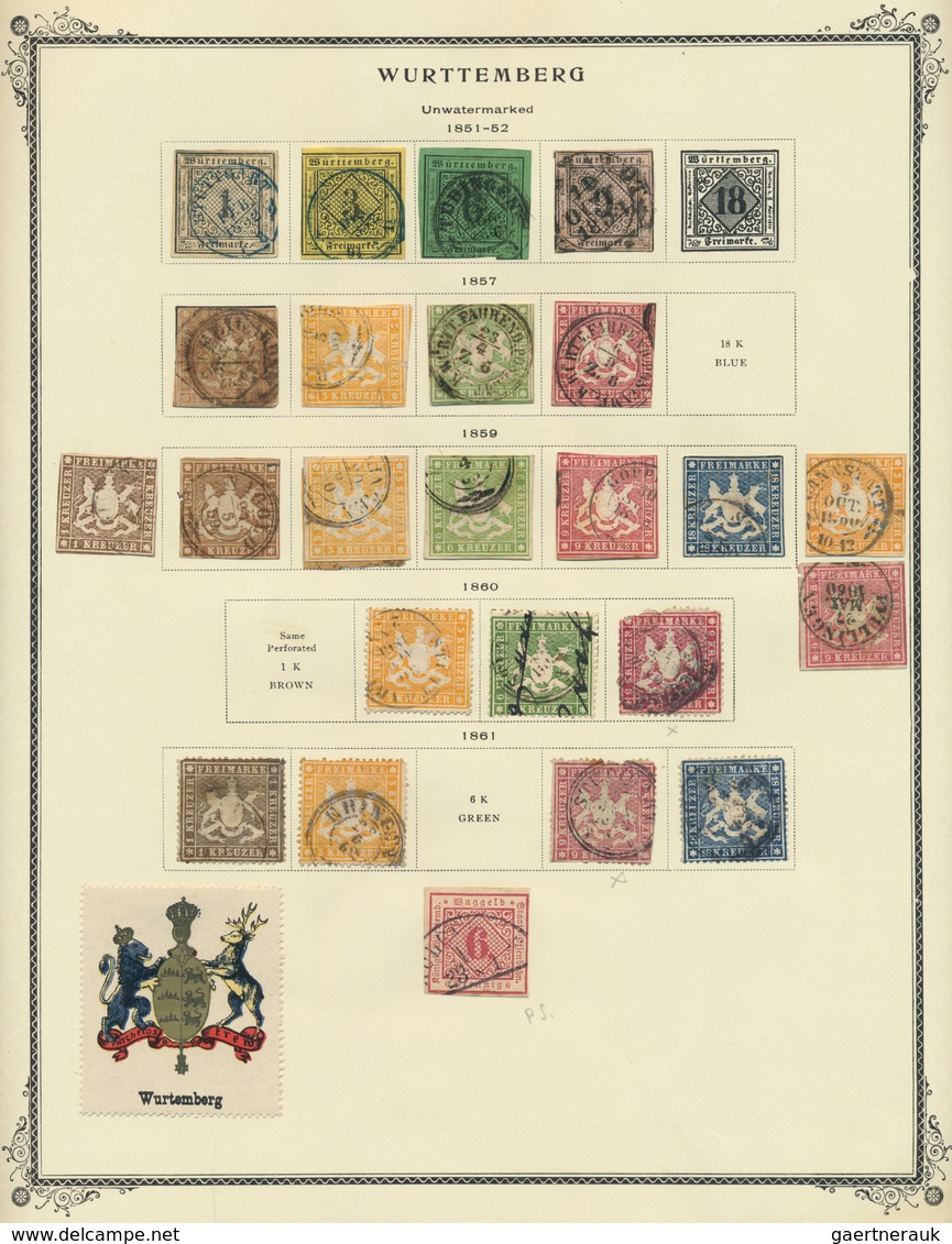 31338 Württemberg - Marken Und Briefe: 1851/1920, Meist Gestempelte Sammlung Auf Vordrucken, Unterschiedli - Sonstige & Ohne Zuordnung