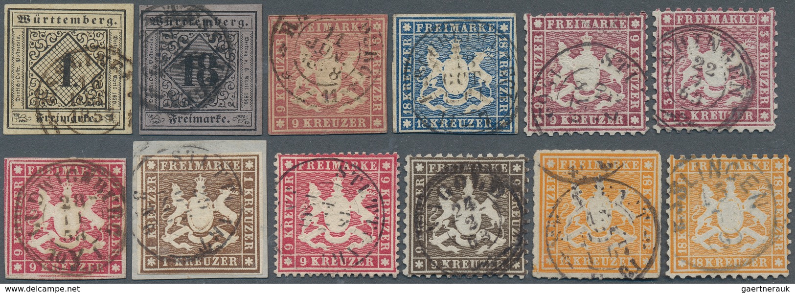 31343 Württemberg - Marken Und Briefe: 1851/1874, über Gestempelte 50 Werte Inkl. Einiger Briefstücke Auf - Andere & Zonder Classificatie