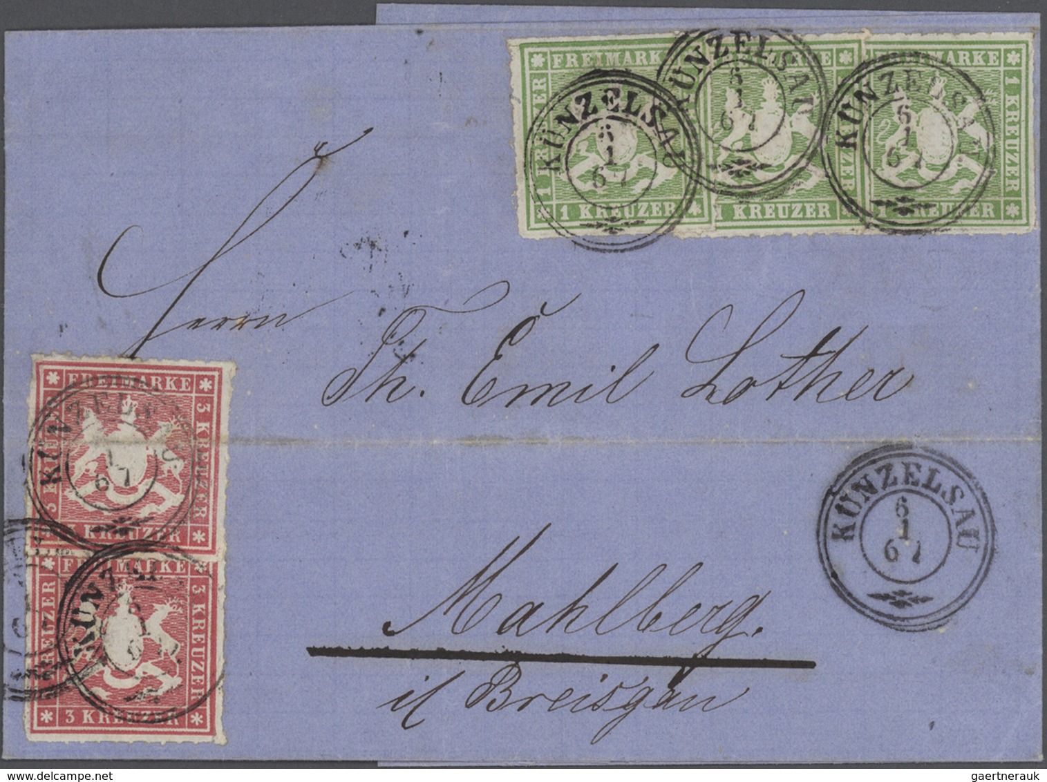 31346 Württemberg - Marken Und Briefe: 1851/75 (ca.), Tolle Briefe- Und Ganzsachensammlung Der Kreuzerzeit - Andere & Zonder Classificatie