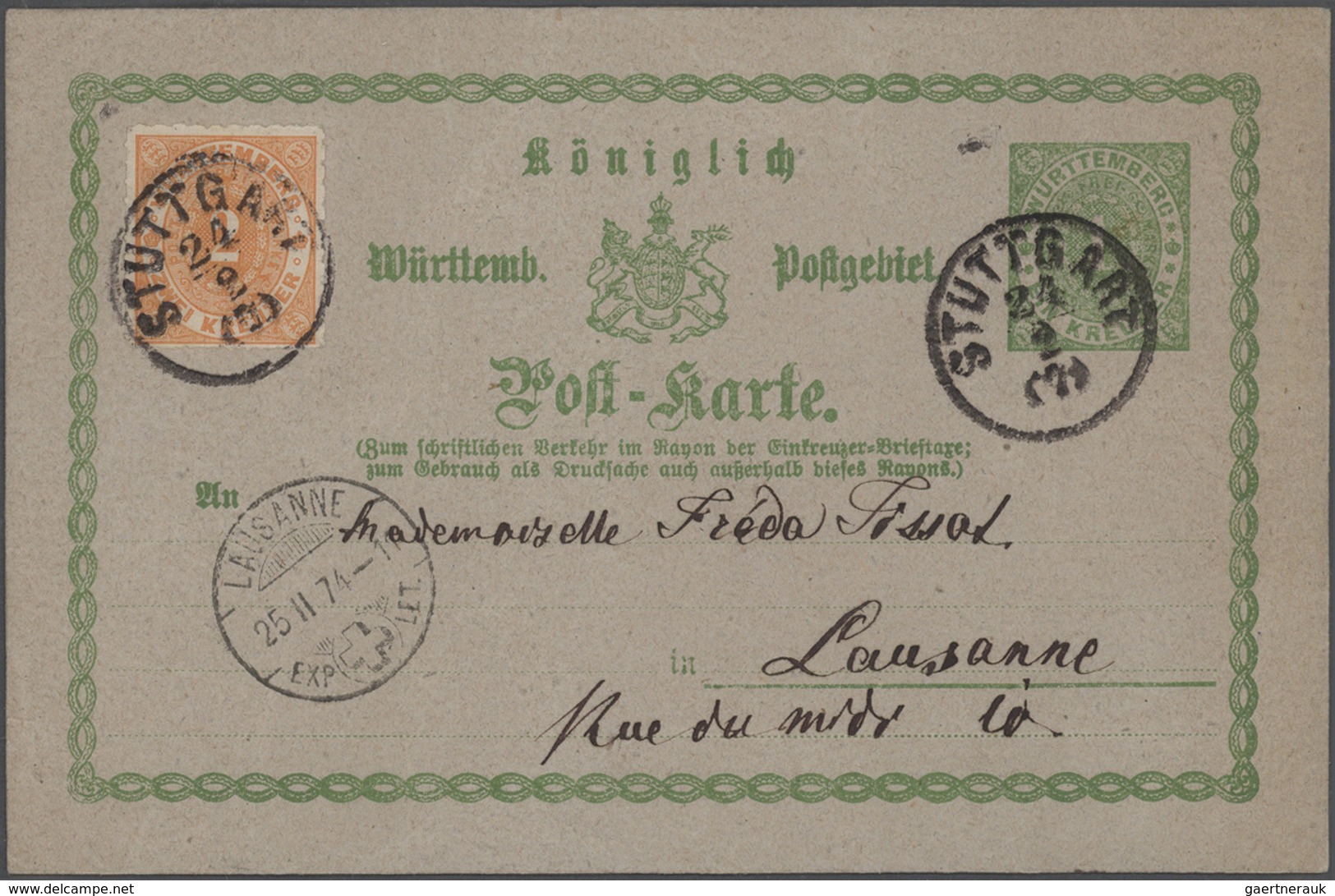 31346 Württemberg - Marken und Briefe: 1851/75 (ca.), Tolle Briefe- und Ganzsachensammlung der Kreuzerzeit