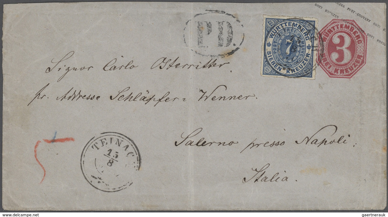 31346 Württemberg - Marken und Briefe: 1851/75 (ca.), Tolle Briefe- und Ganzsachensammlung der Kreuzerzeit