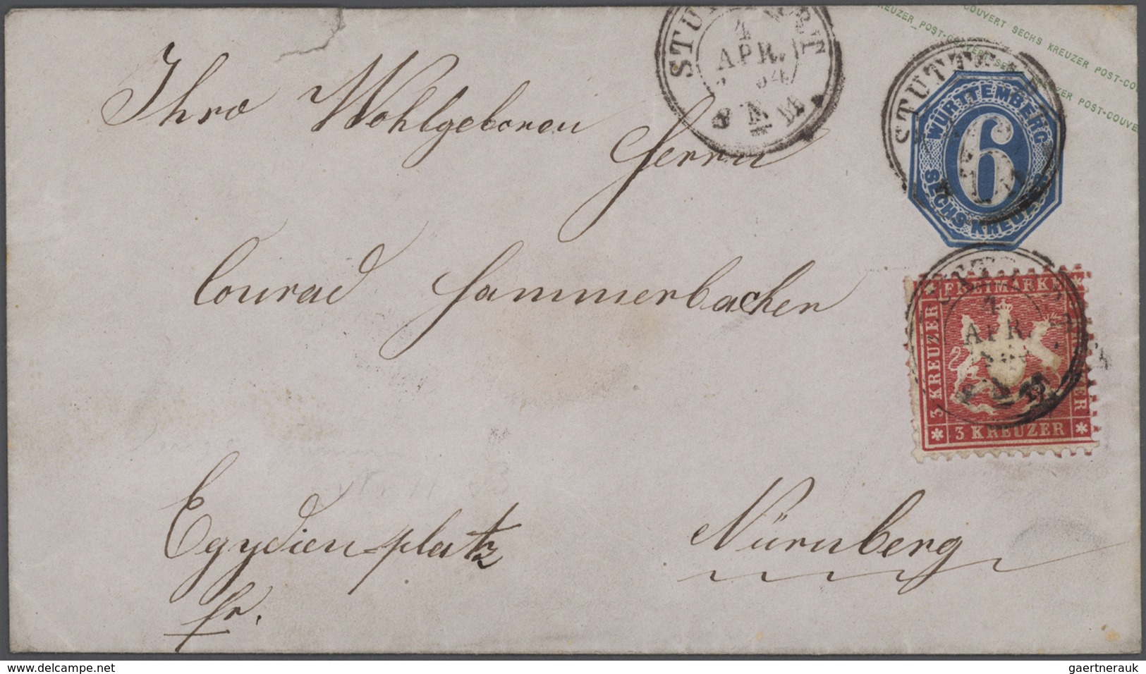 31346 Württemberg - Marken und Briefe: 1851/75 (ca.), Tolle Briefe- und Ganzsachensammlung der Kreuzerzeit