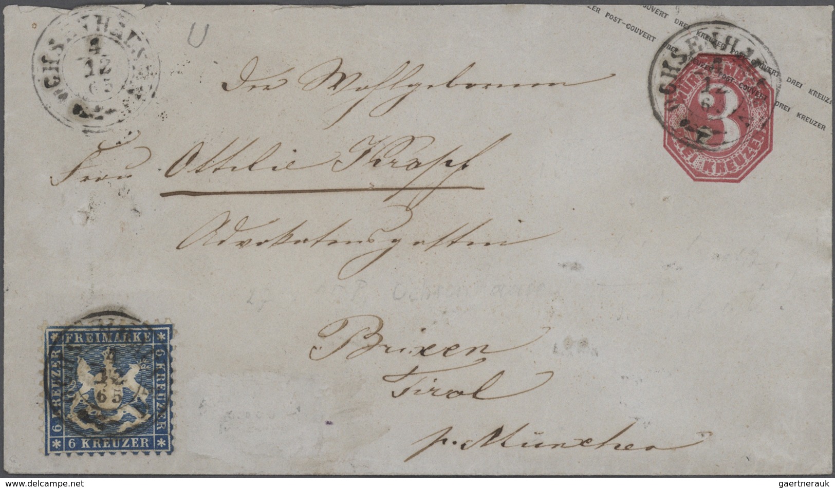 31346 Württemberg - Marken und Briefe: 1851/75 (ca.), Tolle Briefe- und Ganzsachensammlung der Kreuzerzeit