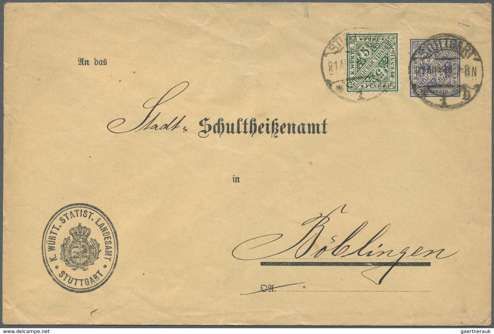 31348 Württemberg - Marken Und Briefe: 1853/1920, Partie Von Ca. 120 Briefen, Karten Und Ganzsachen, Zusät - Sonstige & Ohne Zuordnung