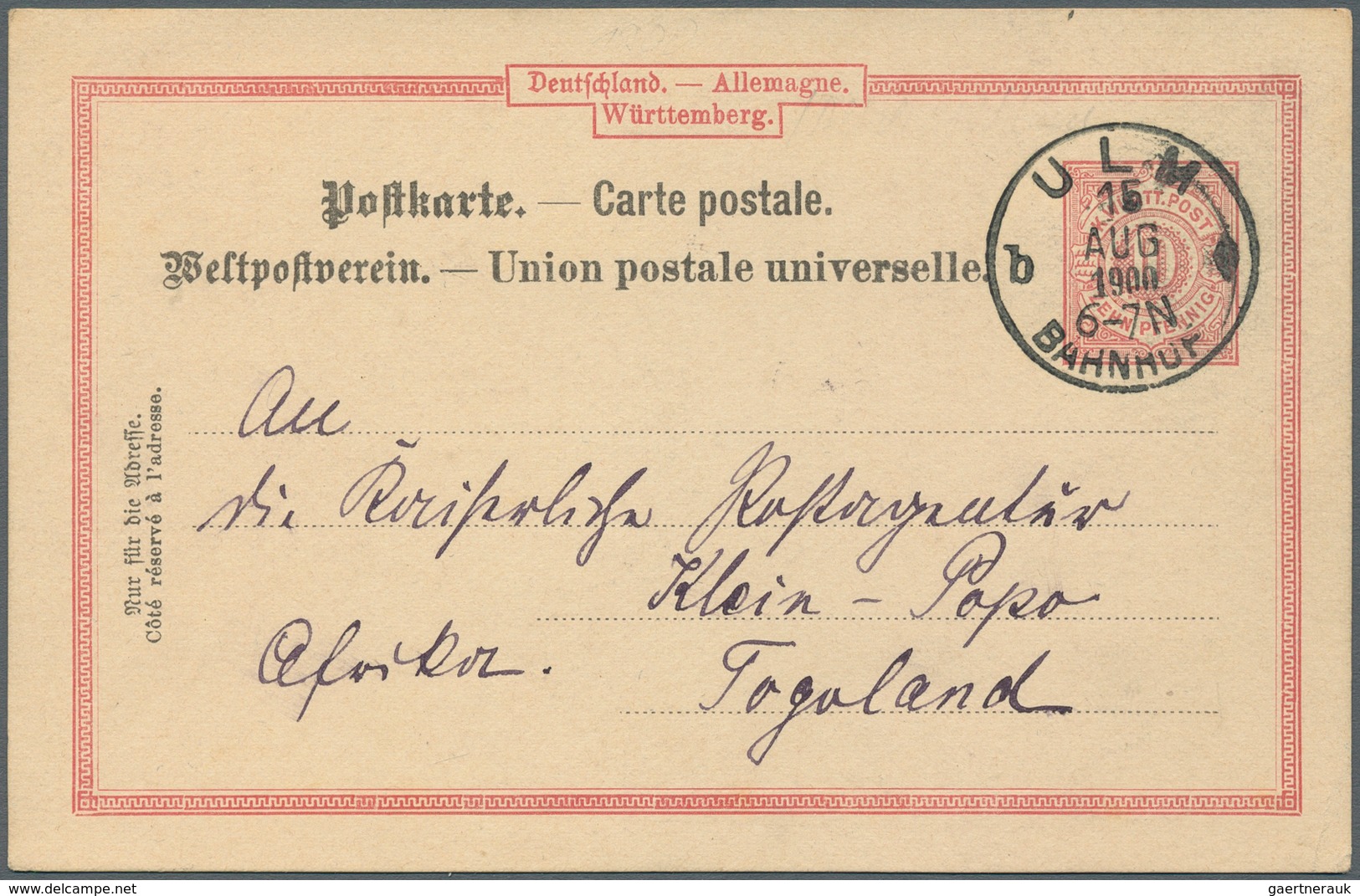 31348 Württemberg - Marken Und Briefe: 1853/1920, Partie Von Ca. 120 Briefen, Karten Und Ganzsachen, Zusät - Andere & Zonder Classificatie