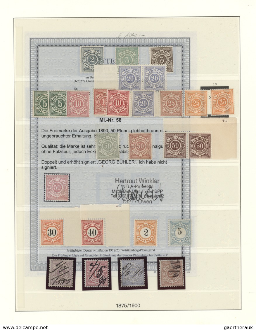 31355 Württemberg - Marken Und Briefe: 1875/1923, Saubere Spezialsammlung Der Pfennigzeit Gestempelt Und P - Sonstige & Ohne Zuordnung