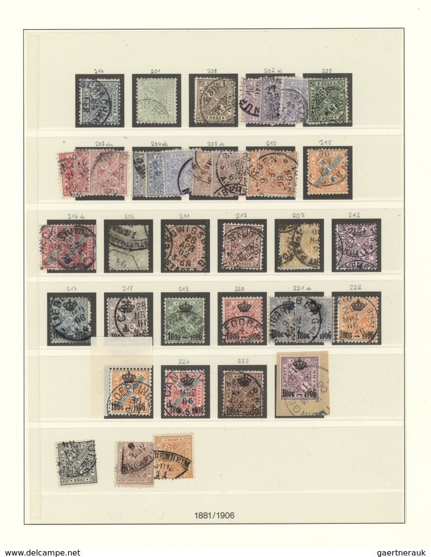 31355 Württemberg - Marken Und Briefe: 1875/1923, Saubere Spezialsammlung Der Pfennigzeit Gestempelt Und P - Sonstige & Ohne Zuordnung
