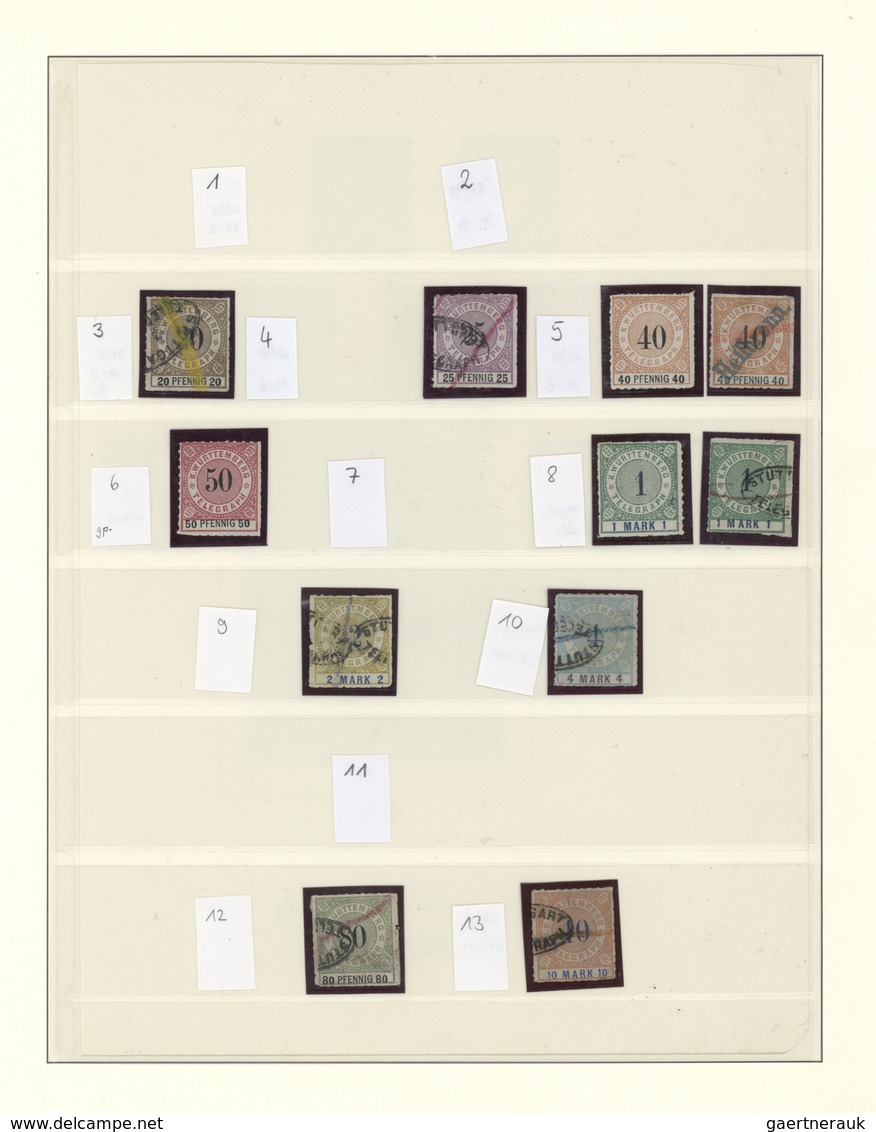 31362 Württemberg - Telegrafenmarken: 1875/80, Sammlung Von 21 Telegraphenmarken Gestempelt Und Ungebrauch - Sonstige & Ohne Zuordnung