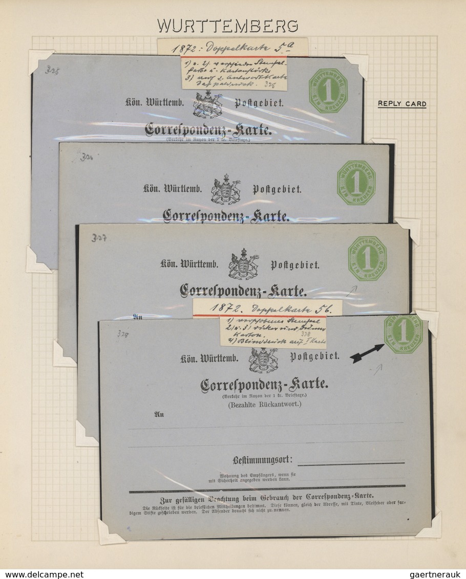 31366 Württemberg - Ganzsachen: Ab 1862, KREUZERAUSGABEN. Uralte und umfangreiche Spezialsammlung in 4 Bän