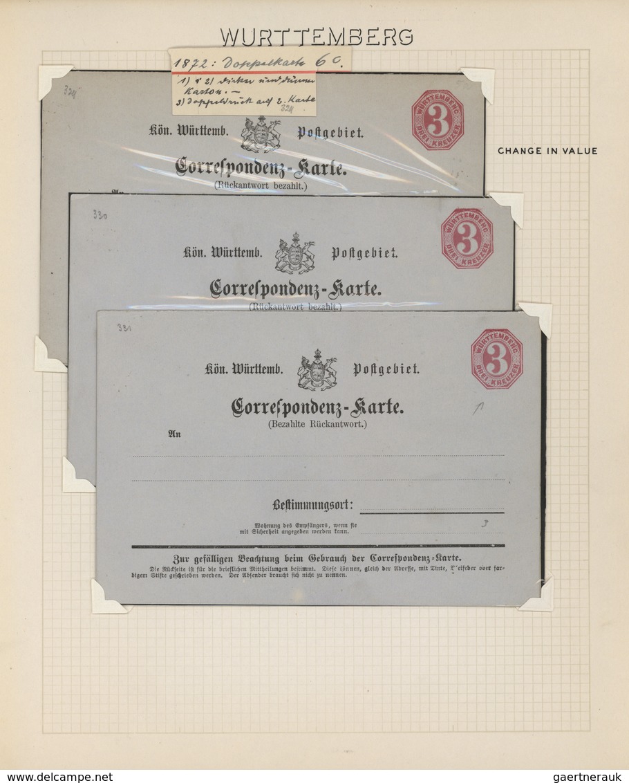 31366 Württemberg - Ganzsachen: Ab 1862, KREUZERAUSGABEN. Uralte und umfangreiche Spezialsammlung in 4 Bän