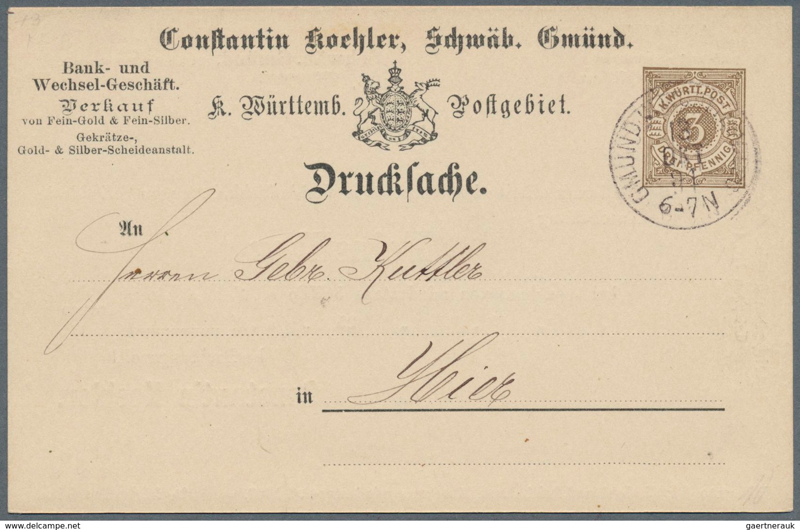 31368 Württemberg - Ganzsachen: 1865/1920 ca., interessante Slg. mit ca.160 gebrauchten Ganzsachen, beginn