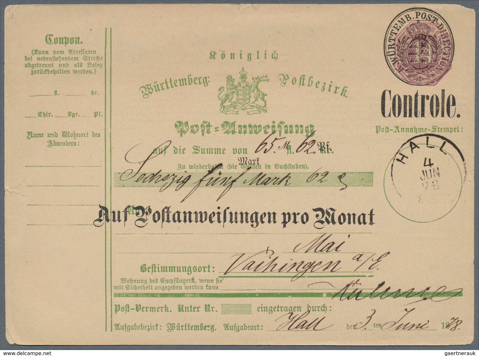 31368 Württemberg - Ganzsachen: 1865/1920 ca., interessante Slg. mit ca.160 gebrauchten Ganzsachen, beginn