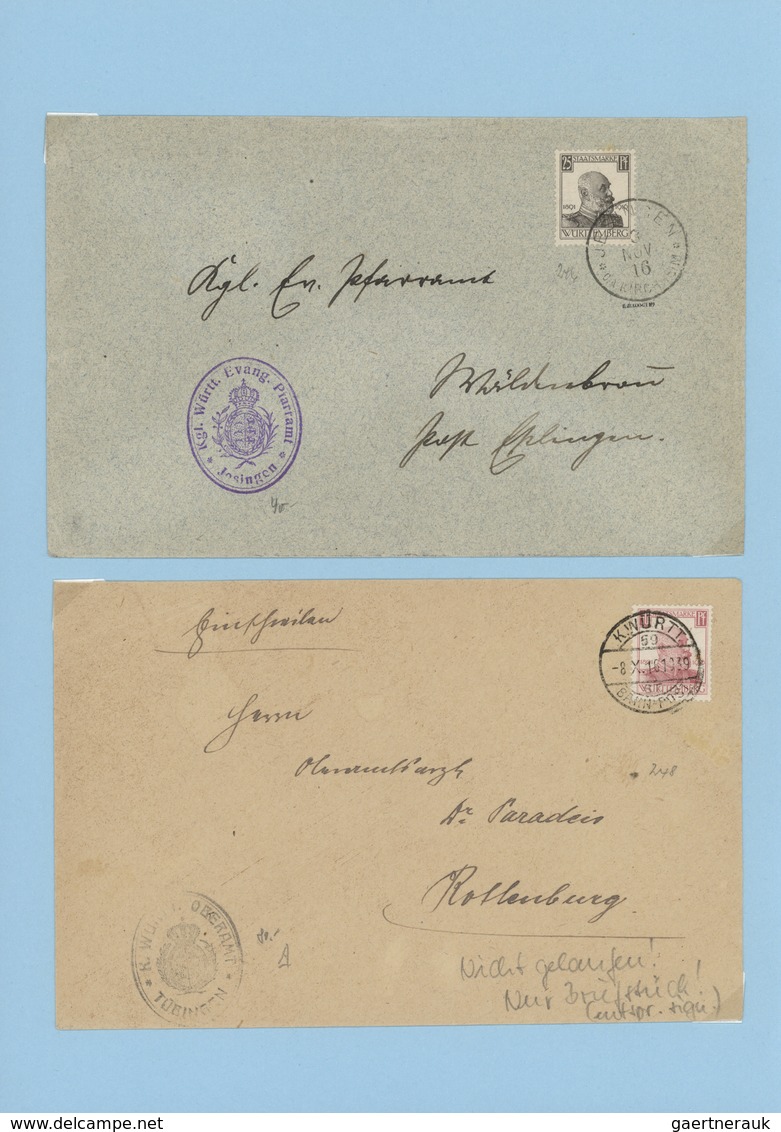 31370 Württemberg - Ganzsachen: 1875/1925, Umfangreiche Sammlung Mit Marken Sowie Vielen Belegen Und Diens - Andere & Zonder Classificatie