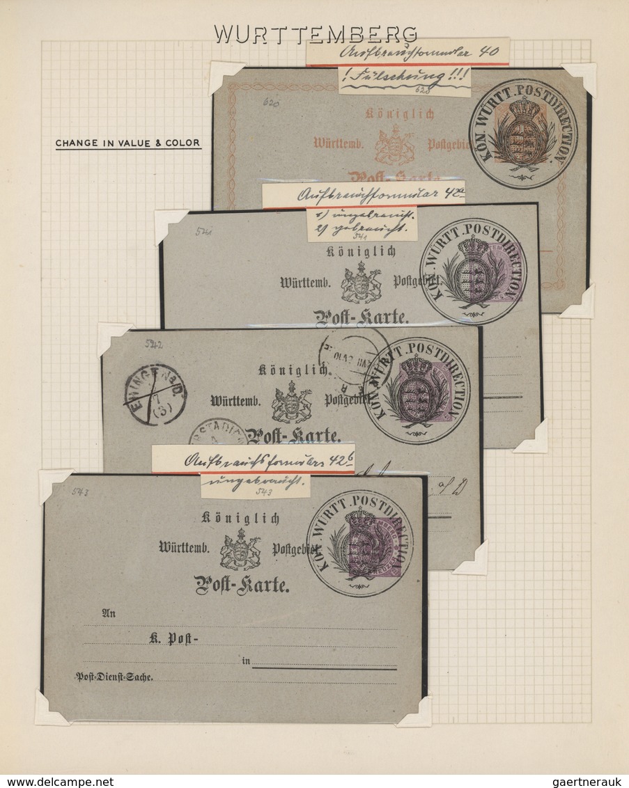 31371 Württemberg - Ganzsachen: 1875/1885 (ca). Interessante Spezialsammlung Von Etwa 109 Sog. "Aufbrauchg - Andere & Zonder Classificatie