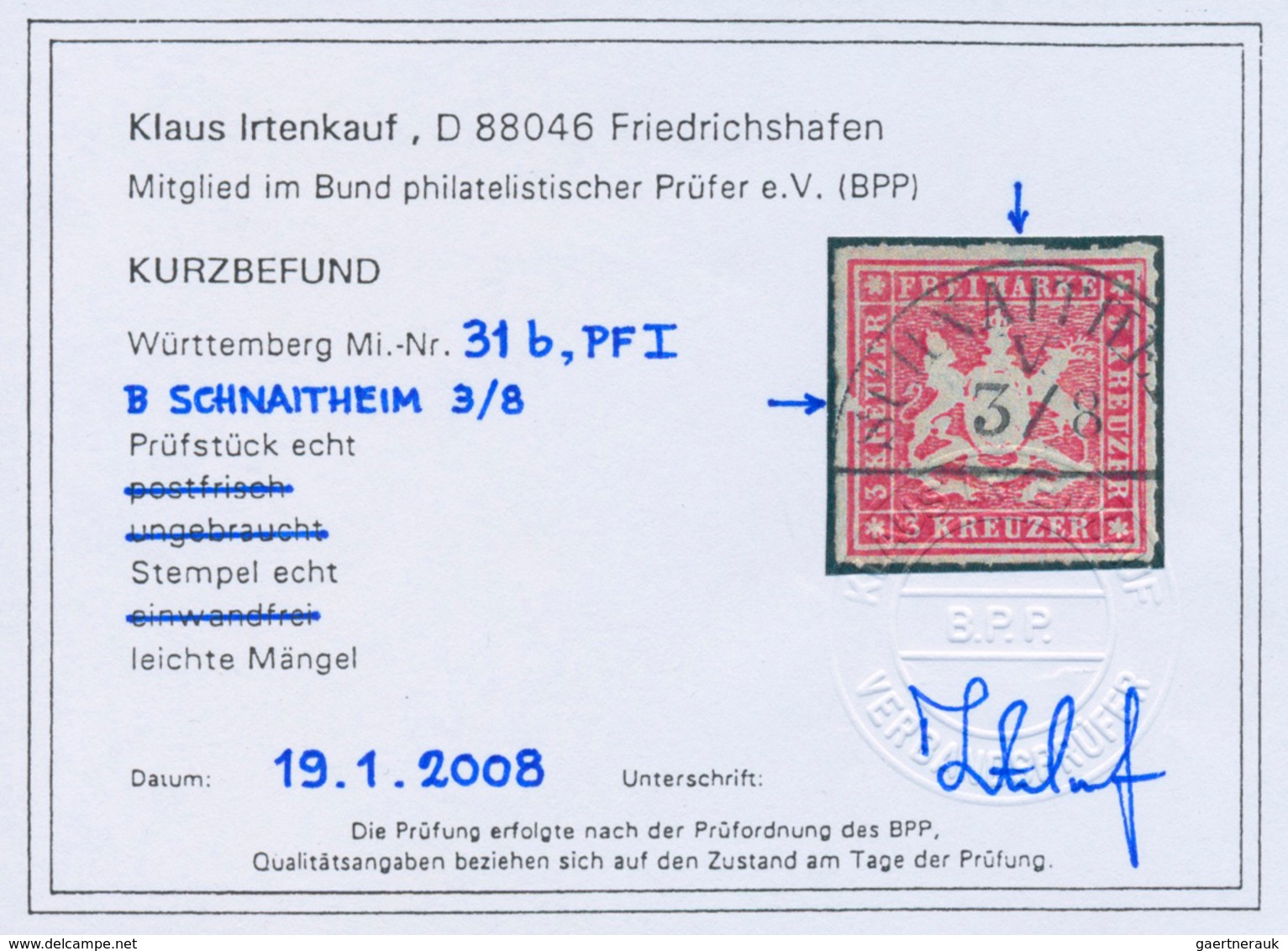 31376 Württemberg - Stempel: 1851/1874. Sehr umfangreiche STEMPELSAMMLUNG mit über 1.400 Stück (n.A.d.E.)