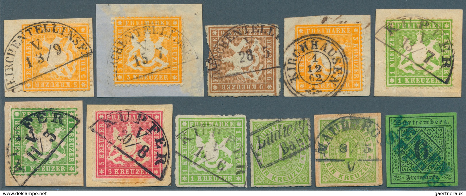 31376 Württemberg - Stempel: 1851/1874. Sehr umfangreiche STEMPELSAMMLUNG mit über 1.400 Stück (n.A.d.E.)