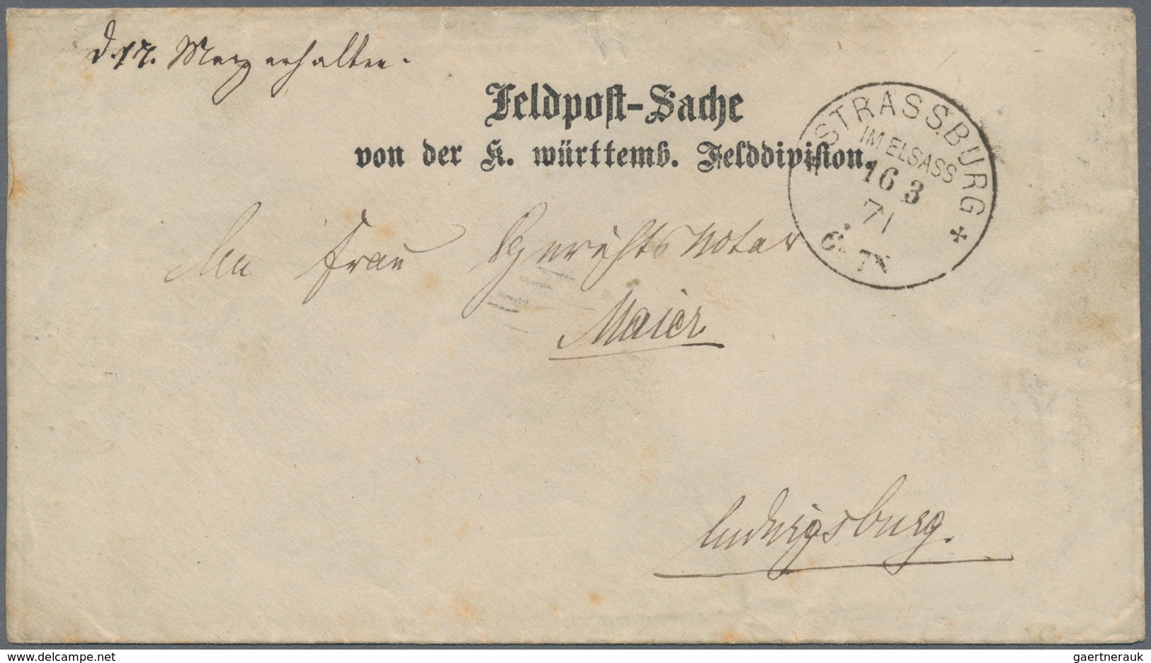 31384 Württemberg - Feldpost: 1870/1871, Einmalige Sammlung Von Ca. 94 Feldpost-Belegen Aus Dem Deutsch/Fr - Sonstige & Ohne Zuordnung