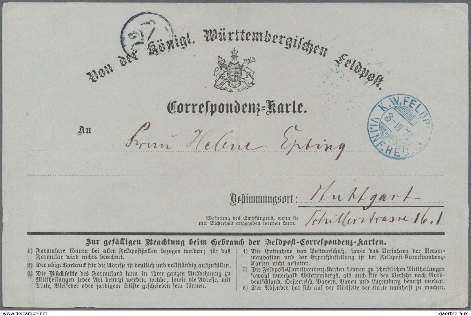 31384 Württemberg - Feldpost: 1870/1871, Einmalige Sammlung Von Ca. 94 Feldpost-Belegen Aus Dem Deutsch/Fr - Andere & Zonder Classificatie