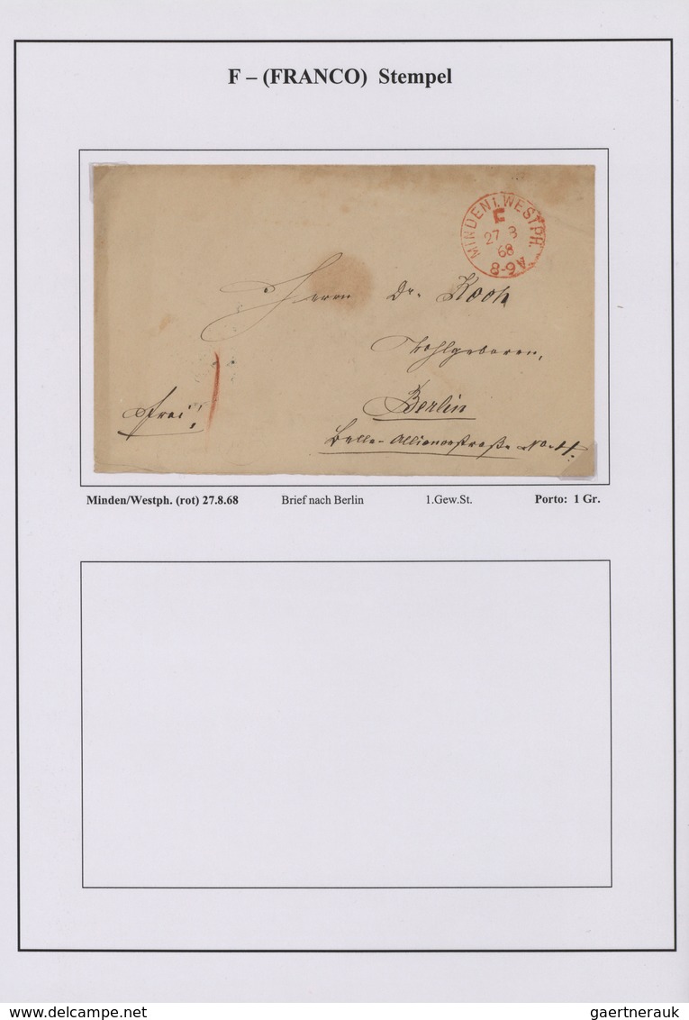 31394 Norddeutscher Bund - Stempel: 1868/73, Die "F" (Franco)-Stempel, Der Beginn Der Postautomatisation I - Autres & Non Classés