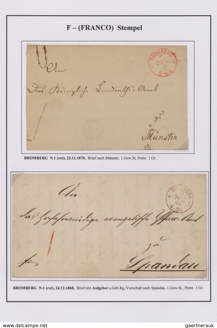 31394 Norddeutscher Bund - Stempel: 1868/73, Die "F" (Franco)-Stempel, der Beginn der Postautomatisation i