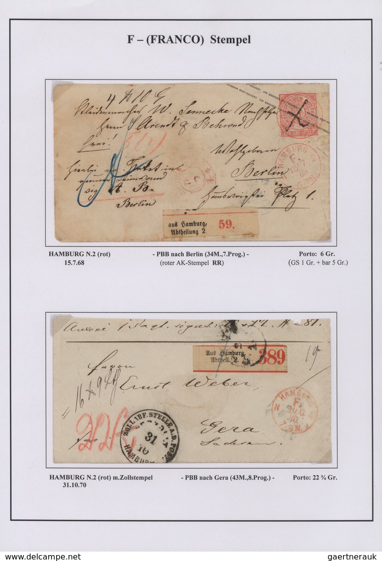 31394 Norddeutscher Bund - Stempel: 1868/73, Die "F" (Franco)-Stempel, der Beginn der Postautomatisation i