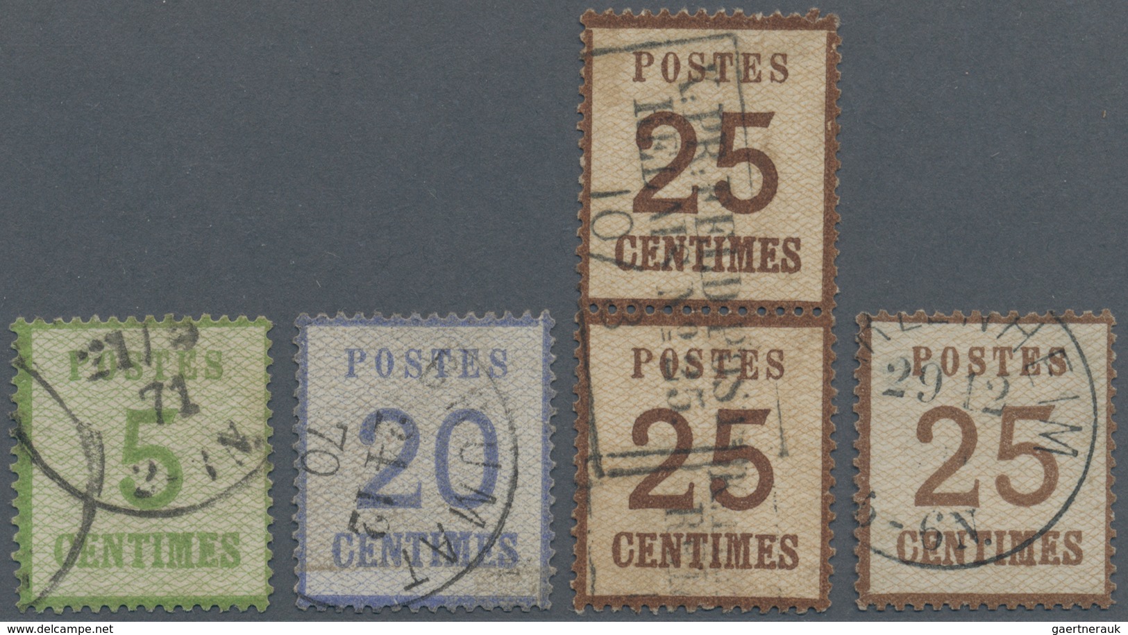 31400 Elsass-Lothringen - Marken Und Briefe: 1870/1871, Lot Von Fünf Gestempelten Werten: MiNr. 4 II (600, - Andere & Zonder Classificatie