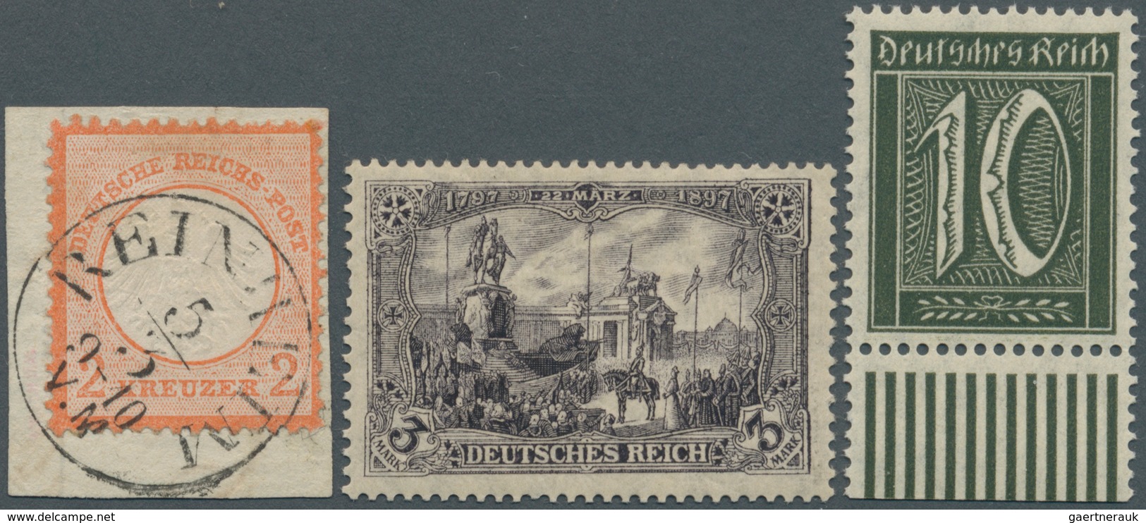 31412 Deutsches Reich: 1872/1921, Kleines Lot Bestehend Aus Drei Besseren Werten, Dabei Mi.Nr.8, 2 Kr. Kle - Verzamelingen