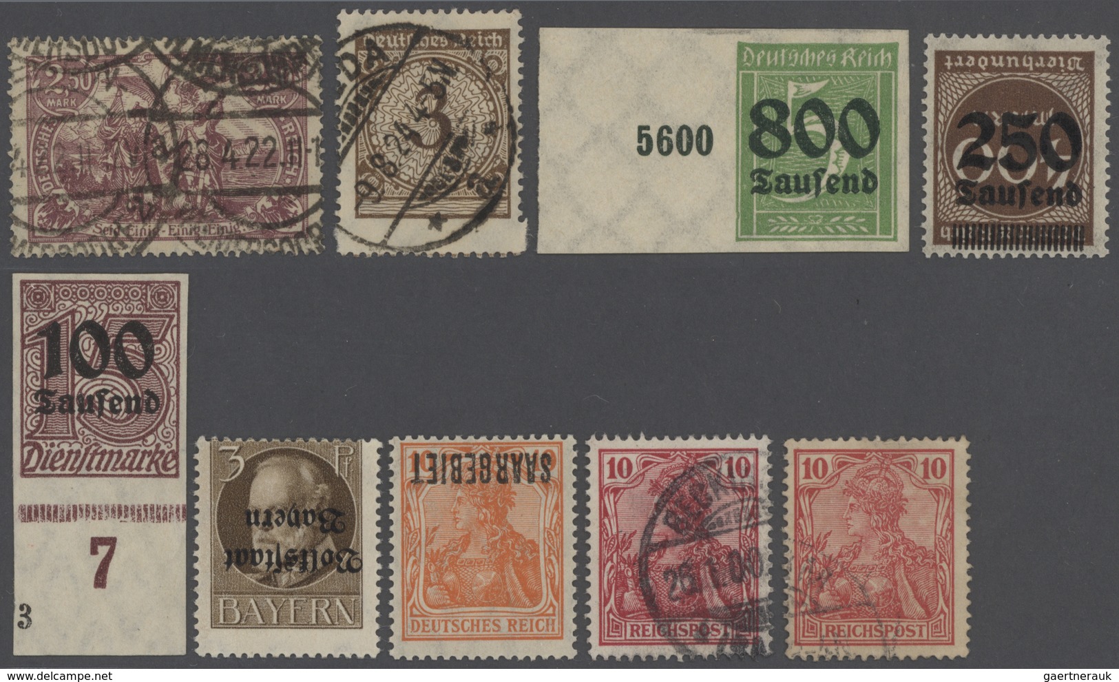 31551 Deutsches Reich - Inflation: Ab 1918. Interessantes Lot Mit "2,50 M Einigkeit", Gest. (Mi. 115d, Gep - Brieven En Documenten