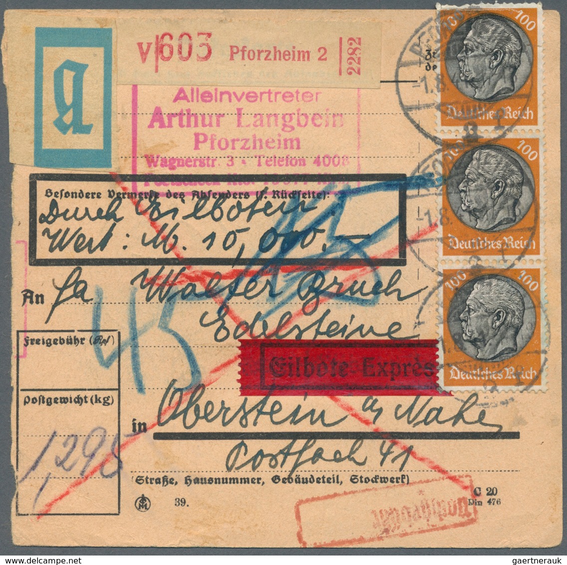 31610 Deutsches Reich - 3. Reich: 1933/1945, Hindenburg Wz. Waffeln und Hakenkreuz und Hitler Dauerserienf