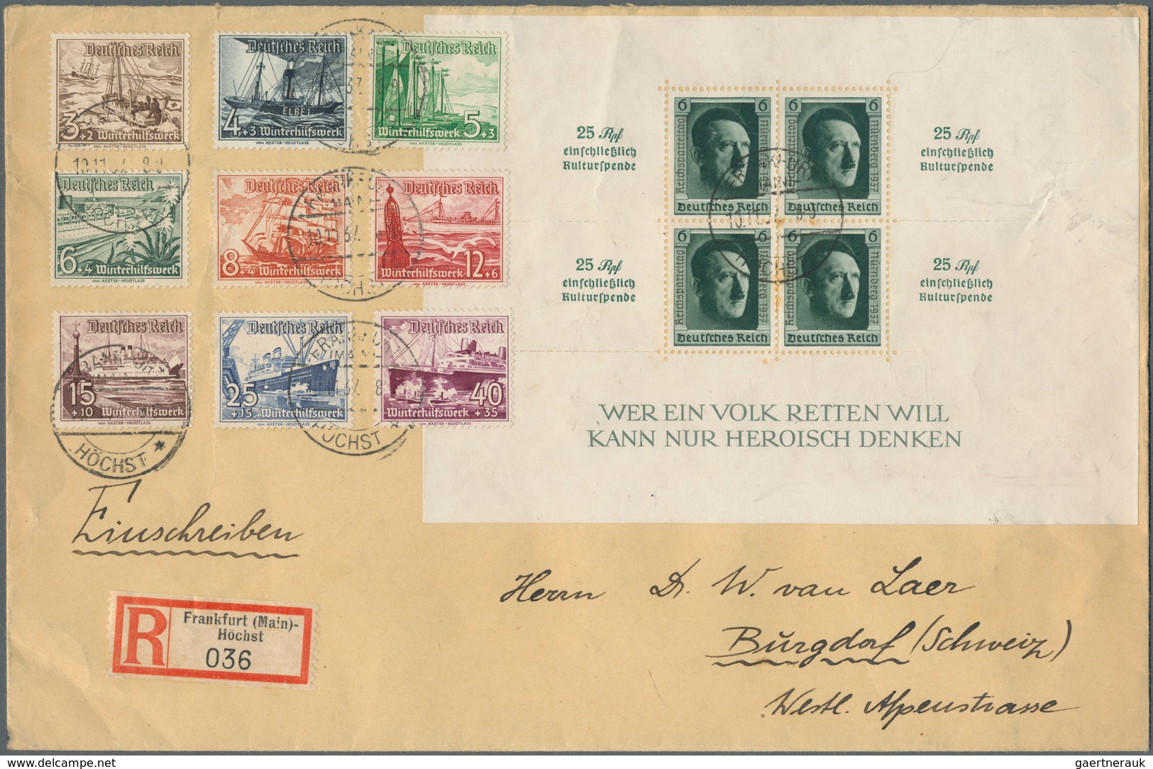 31647 Deutsches Reich - 3. Reich: 1936/1940, Lot Von Sechs Briefen Mit Attraktiven Frankaturen (teils Etwa - Ungebraucht