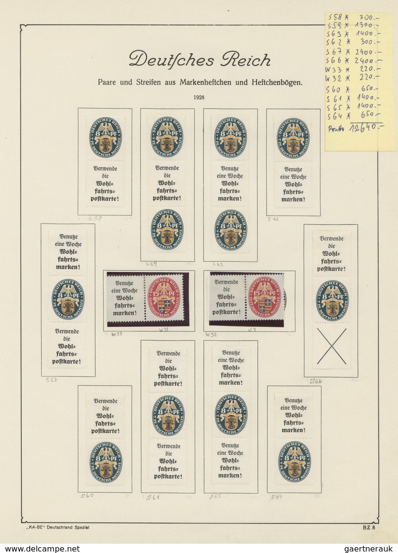 31688 Deutsches Reich - Zusammendrucke: 1911-1940, Sammlung Im Klemmbinder Ab Germania, Hauptwert Bei Den - Se-Tenant