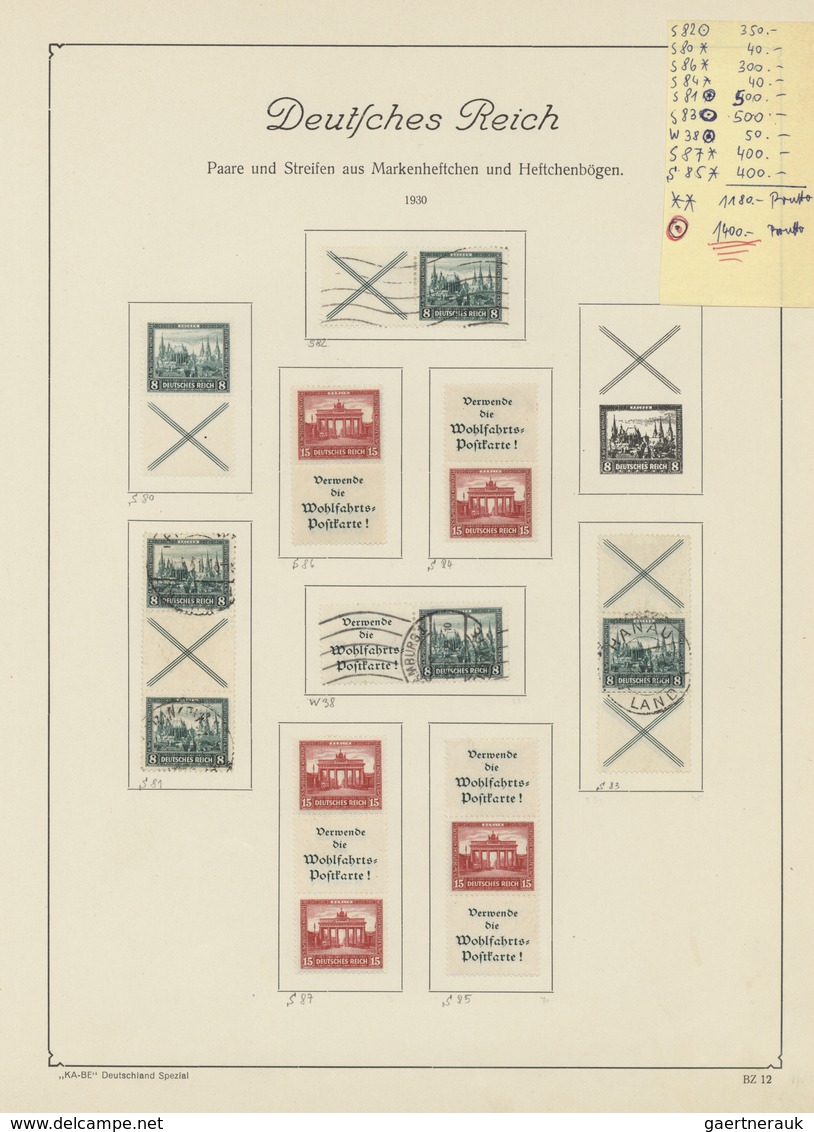 31688 Deutsches Reich - Zusammendrucke: 1911-1940, Sammlung Im Klemmbinder Ab Germania, Hauptwert Bei Den - Se-Tenant