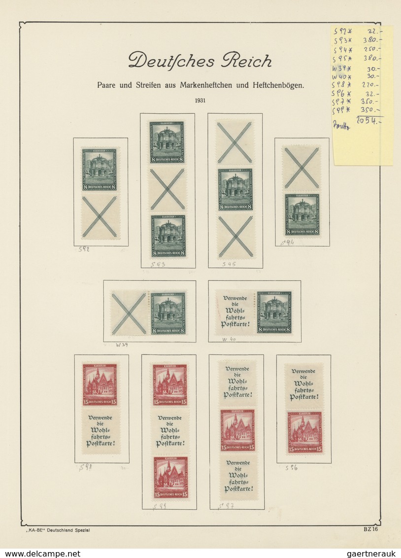 31688 Deutsches Reich - Zusammendrucke: 1911-1940, Sammlung Im Klemmbinder Ab Germania, Hauptwert Bei Den - Zusammendrucke