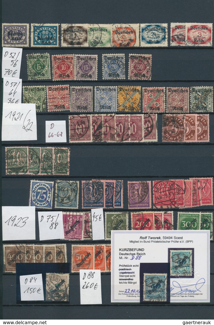 31717 Deutsches Reich - Dienstmarken: 1903/1944, Vielseitiger Sammlungsposten Auf Stecktafeln Ab Kaiserrei - Dienstmarken