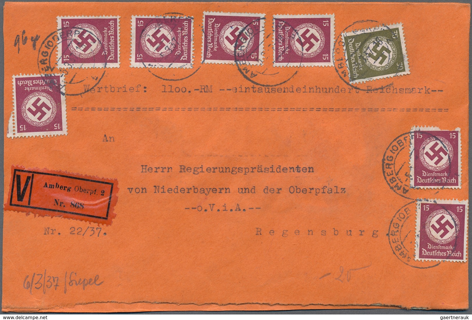 31719 Deutsches Reich - Dienstmarken: 1920/1950 (ca.), Partie Von Ca. 160 Briefen/Karten, Meist Dt.Reich D - Dienstmarken