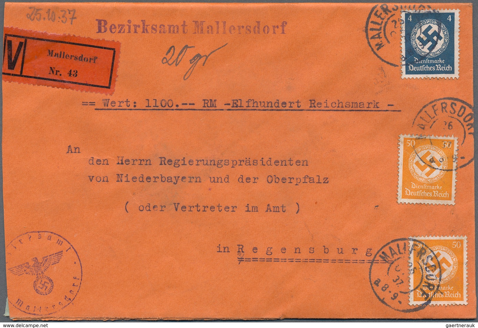 31719 Deutsches Reich - Dienstmarken: 1920/1950 (ca.), Partie von ca. 160 Briefen/Karten, meist Dt.Reich D