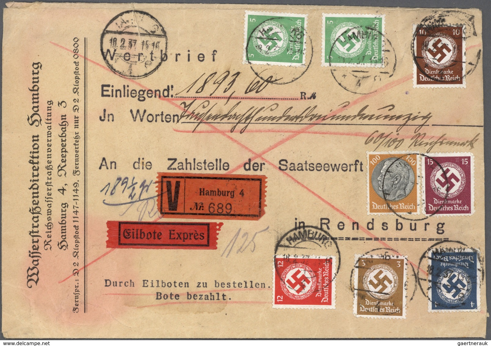 31721 Deutsches Reich - Dienstmarken: 1927/1945, Partie Mit Fast 60 Briefen Und Karten Mit Schwerpunkt III - Dienstmarken