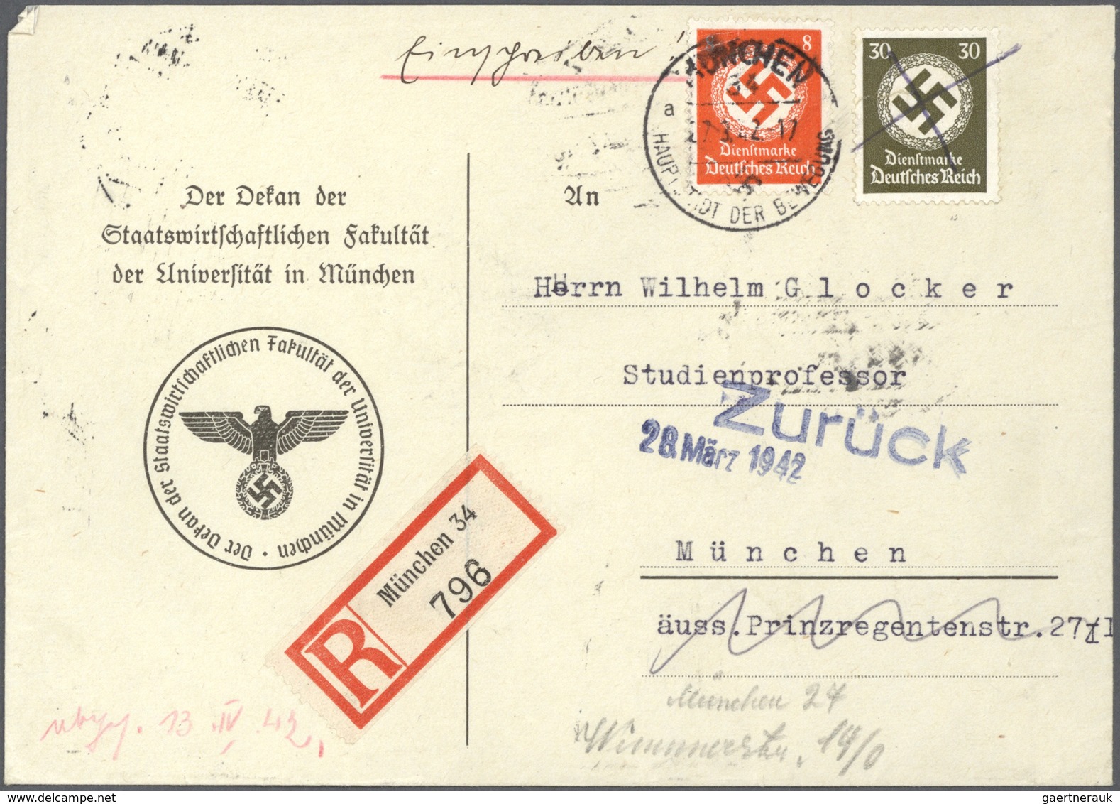 31721 Deutsches Reich - Dienstmarken: 1927/1945, Partie Mit Fast 60 Briefen Und Karten Mit Schwerpunkt III - Dienstzegels