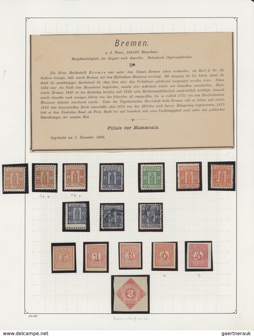 31732 Deutsches Reich - Privatpost (Stadtpost): 1886/1899, BREMEN Privatpost, Interessante Sammlung Mit 47 - Privatpost