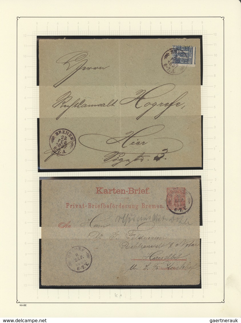 31732 Deutsches Reich - Privatpost (Stadtpost): 1886/1899, BREMEN Privatpost, Interessante Sammlung Mit 47 - Privatpost