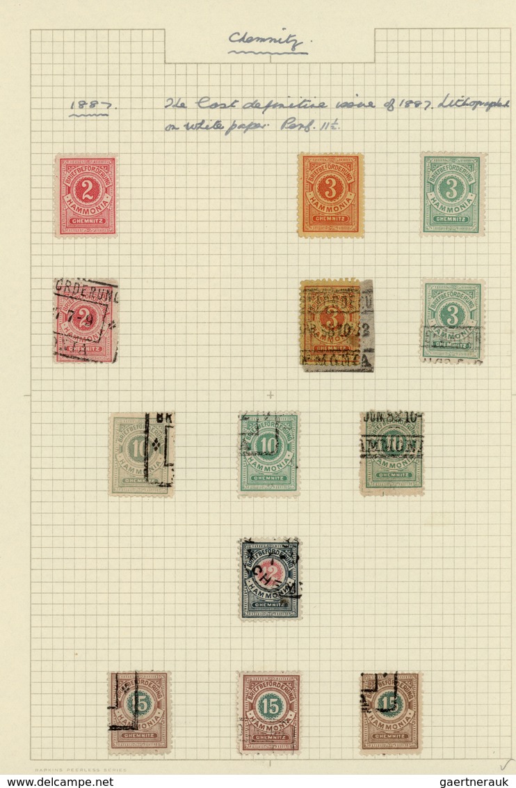 31733 Deutsches Reich - Privatpost (Stadtpost): 1887, CHEMNITZ Privatpost Hammonia, Saubere Sammlung Mit C - Private & Lokale Post