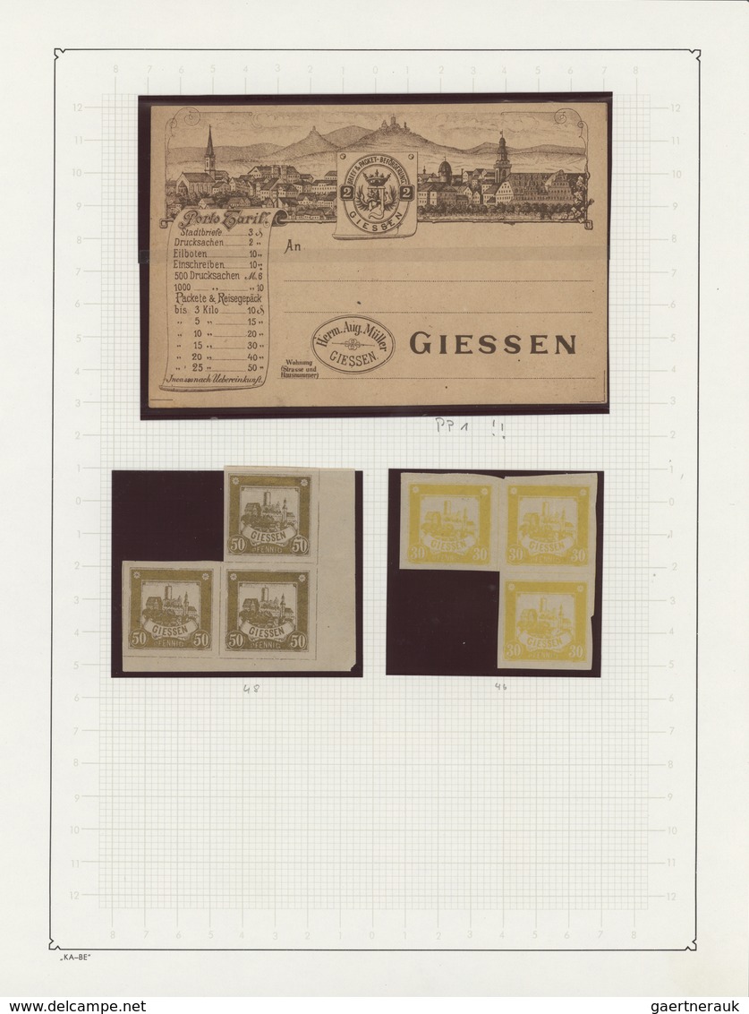 31734 Deutsches Reich - Privatpost (Stadtpost): 1887/1895, GIESSEN Privatpost, Sehr Interessante Sammlung - Private & Lokale Post