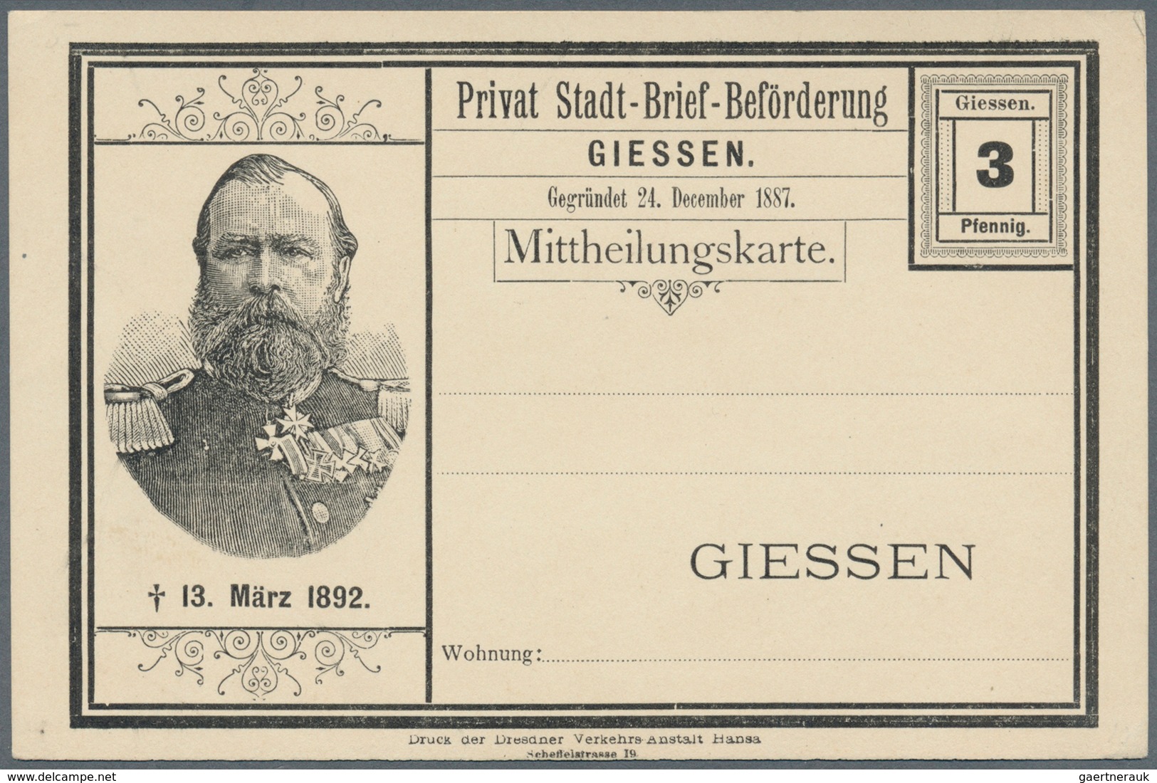 31743 Deutsches Reich - Privatpost (Stadtpost): GIESSEN 1887/92, Umfangreicher Teils Mehrfach Geführter Be - Private & Lokale Post