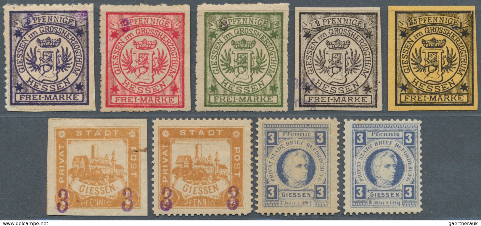 31743 Deutsches Reich - Privatpost (Stadtpost): GIESSEN 1887/92, Umfangreicher Teils Mehrfach Geführter Be - Private & Lokale Post
