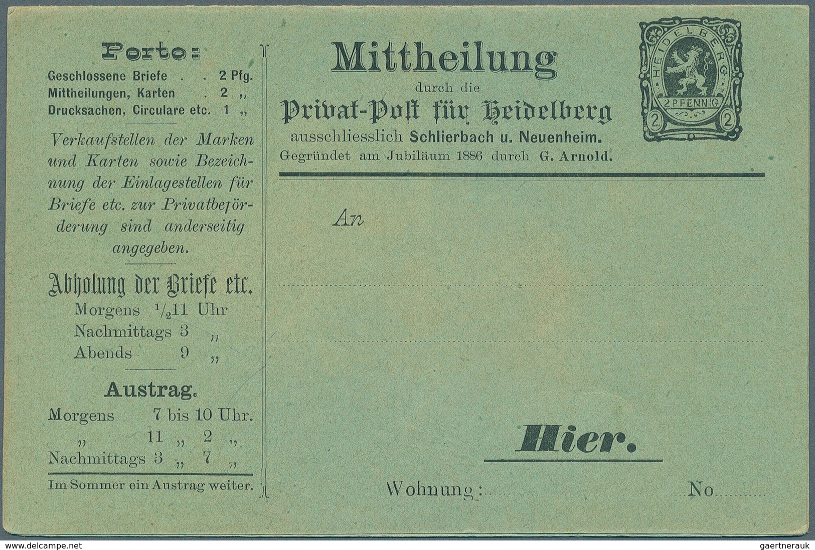 31746 Deutsches Reich - Privatpost (Stadtpost): HEIDELBERG+NEUENHEIM: Partie Von Ca. 100 Ganzsachen In äuß - Privatpost