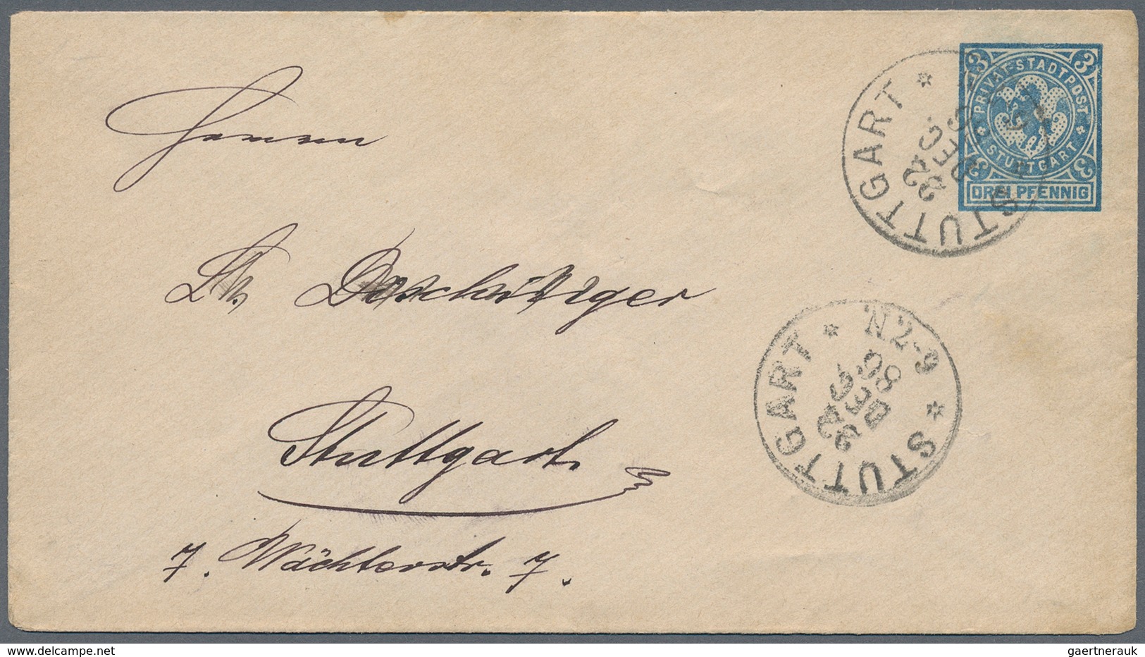 31751 Deutsches Reich - Privatpost (Stadtpost): STUTTGART: Sammlung Von Ca. 68 Belegen, Meist Ganzsachen, - Private & Lokale Post