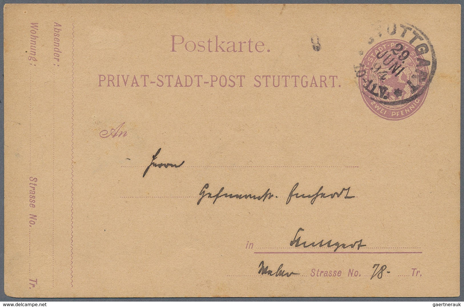 31751 Deutsches Reich - Privatpost (Stadtpost): STUTTGART: Sammlung Von Ca. 68 Belegen, Meist Ganzsachen, - Privatpost