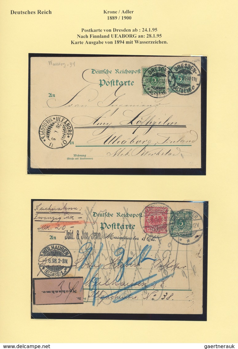 31767 Deutsches Reich - Ganzsachen: 1889/1900 Krone/Adler: Sammlung Von 50 Ganzsachen Und 12 Briefen Und K - Sonstige & Ohne Zuordnung