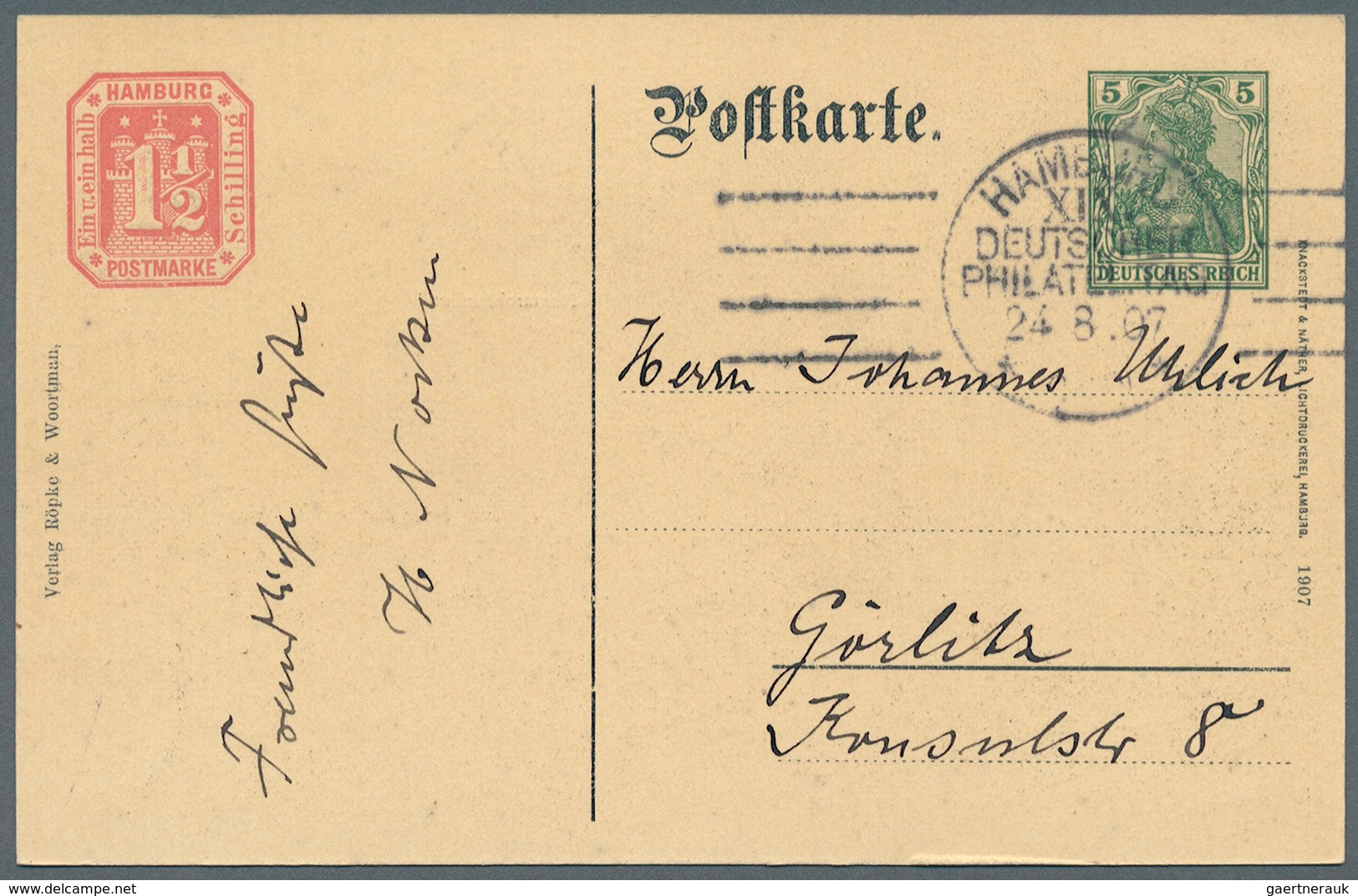 31793 Deutsches Reich - Privatganzsachen: 1907, Lot von 23 Privat-Postkarten 5 Pf Germania "19. Dt. Philat